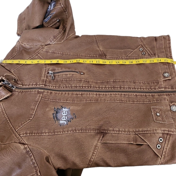 Jeepaholic Brown FauxLeather Faux Fur Lining Jeep Jacket MTO Size Large - Picture 14 of 16